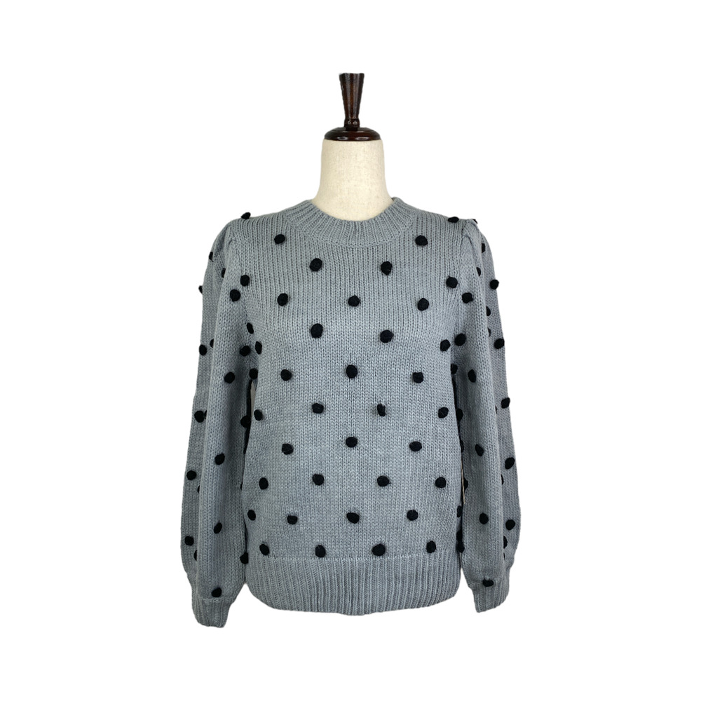 Cliche' Pom Pom Puff Sleeve Sweater XS